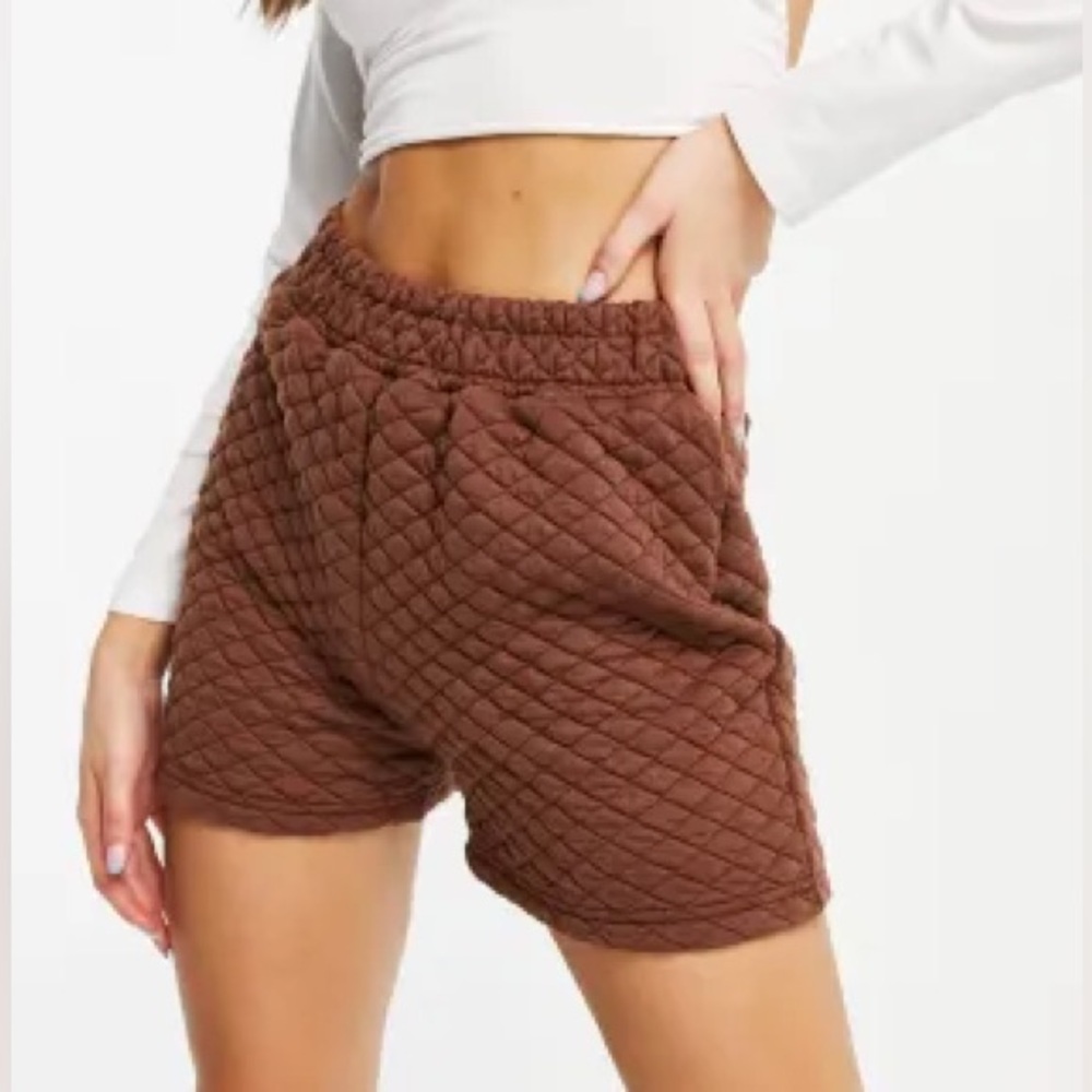 Brown Quilted Women's Shorts